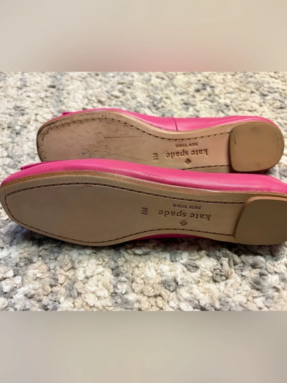 kate spade fuchsia bow ballet flats with logo medallion